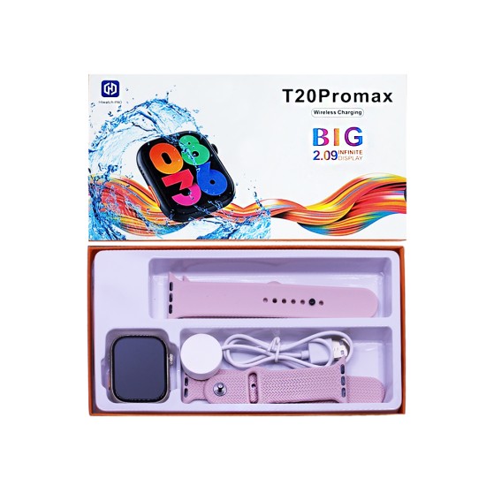 Smartwatch T20 Pro Max With 2 Straps 2.09" (Call Version) Pink